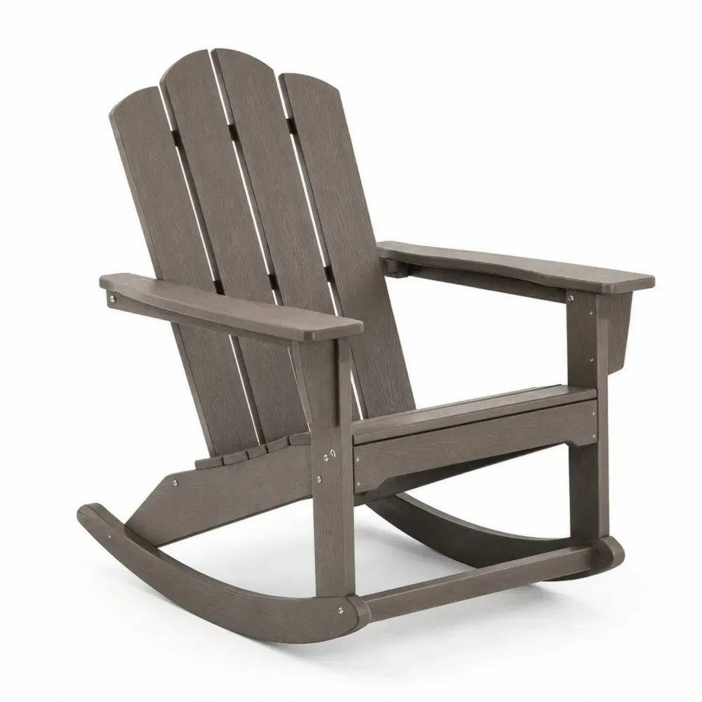 Schaukelstuhl Gartenstuhl Adirondack mit Armlehnen HDPE-Kunststoff Graubraun 75 x 92 x 102 cm