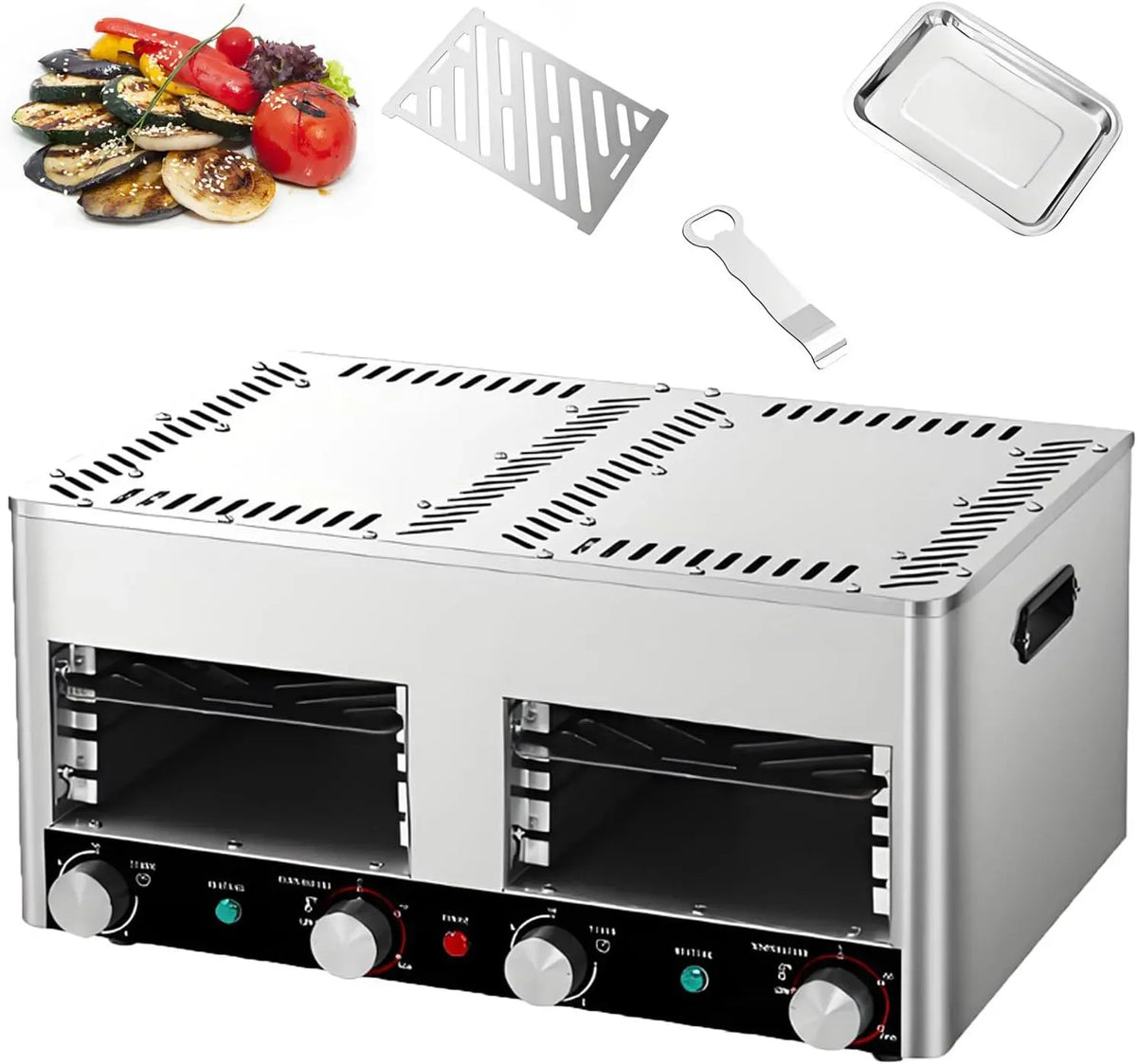 1700/3400w N002 Elektrogrill, Steakgrill, 3400 W, Edelstahl, Gewerblicher
