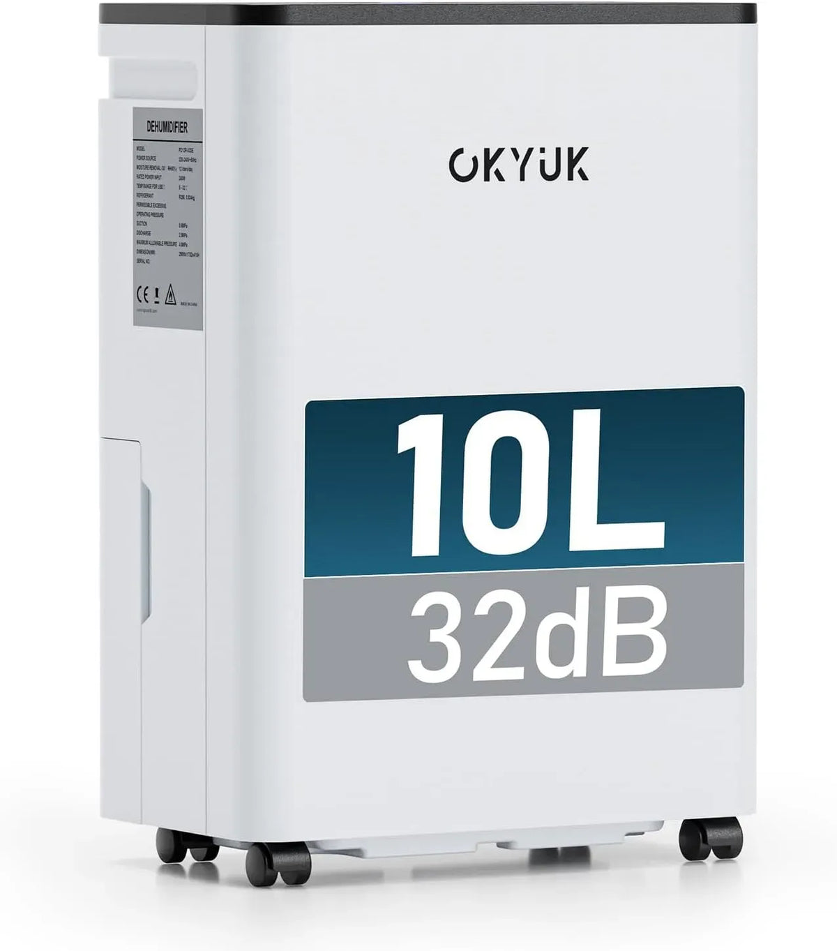 Luftentfeuchter, 10 L, 32 dB, OKYUK Umtausch/10, leise, Weiß, 32dB Leiser 25m²
