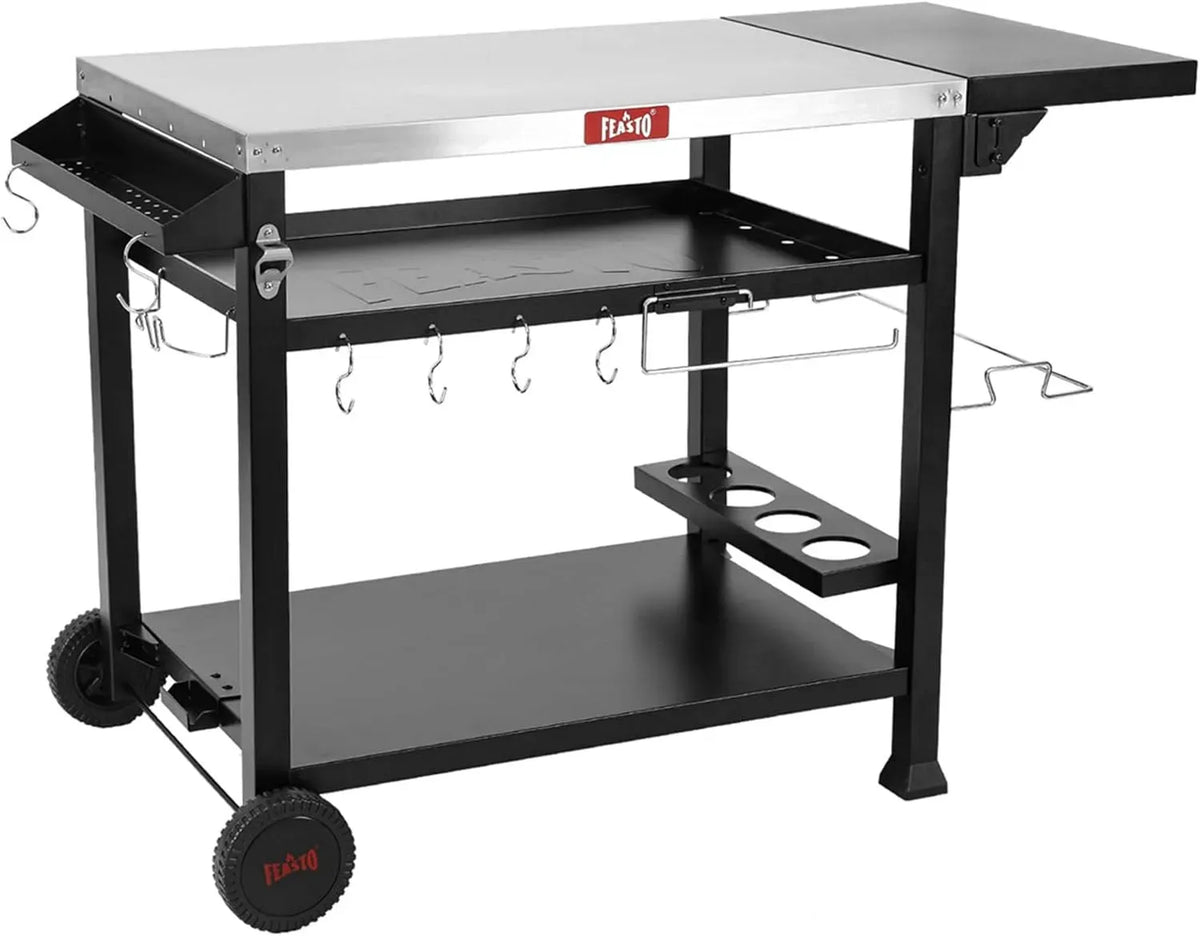 Grilltisch, Outdoor-Arbeitstisch für Grill, Edelstahl, 3 Ablagen, für Außen & Innen