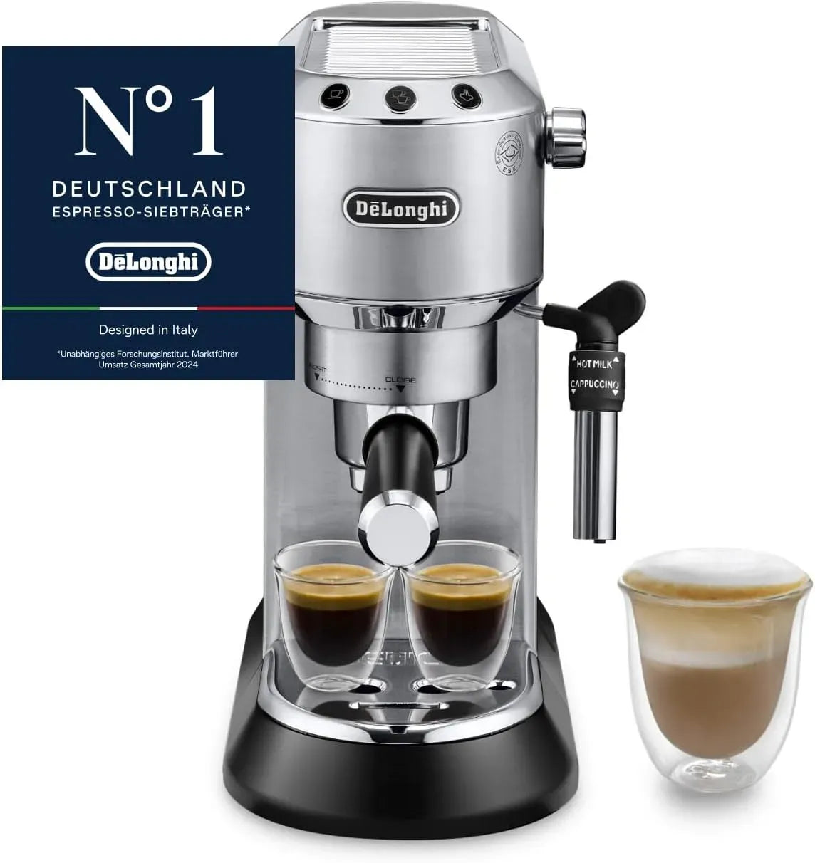 De'Longhi EC685.M Milchaufschäumer, 15cm, Milchschäumer, ESE Pad geeignet
