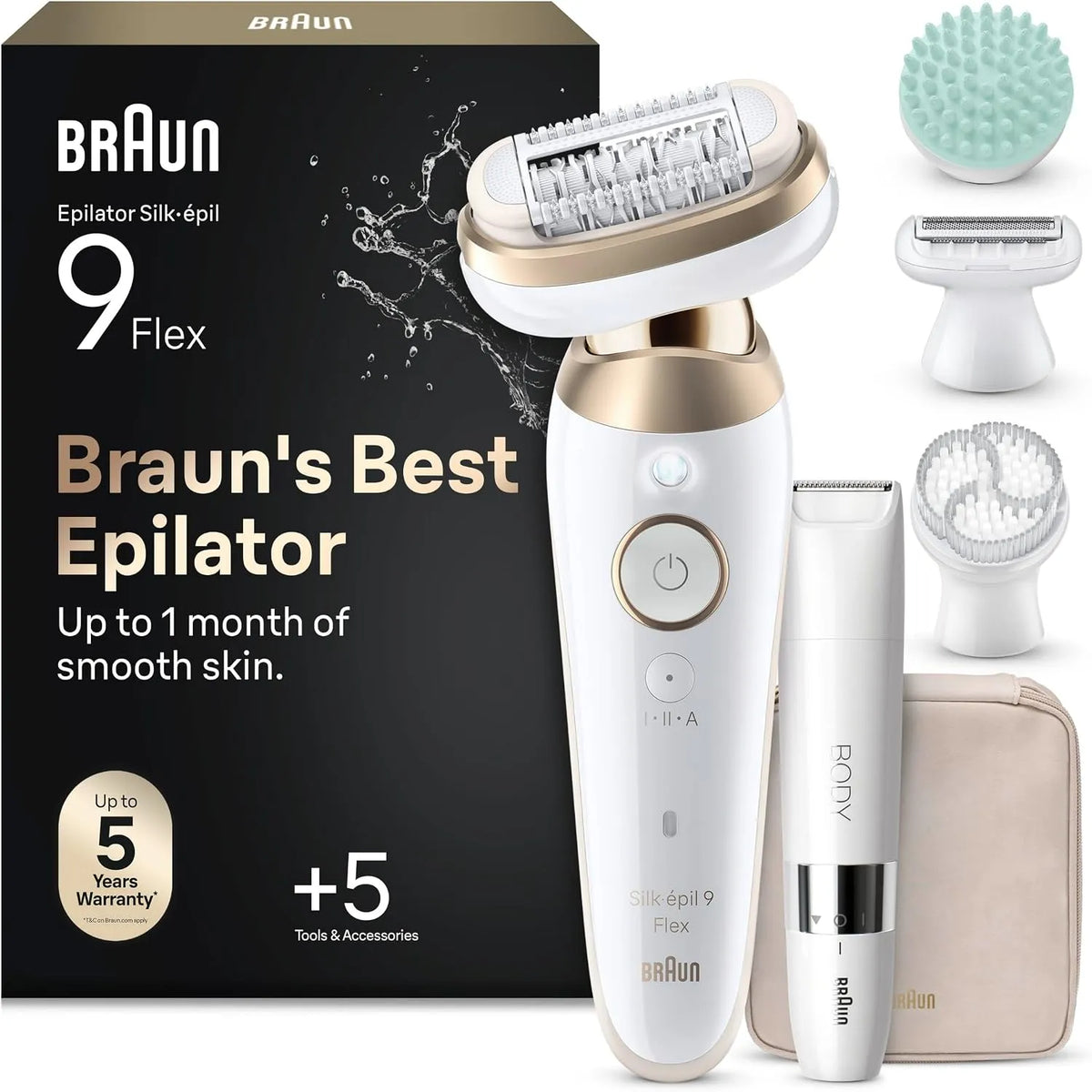 Braun Haarentferner, Mini-Rasierer, Epilierer, Akku, IPL-Haarentfernungsgerät, IP65, 3D-Optik, kabellos, Weiß, für Langanhaltende Haarentfernung