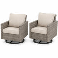 Gartensessel 2er Set drehbar rechteckig PE-Rattan Taupe Grau Beige mit Stahlrahmen und Polyesterpolstern je 74 x 78 x 86 cm