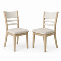 2er Set Esszimmerstühle gepolstert mit Sprossenrücken Kautschukholz Polyester Naturholz hell Cremeweiß 45 x 55 x 96 cm