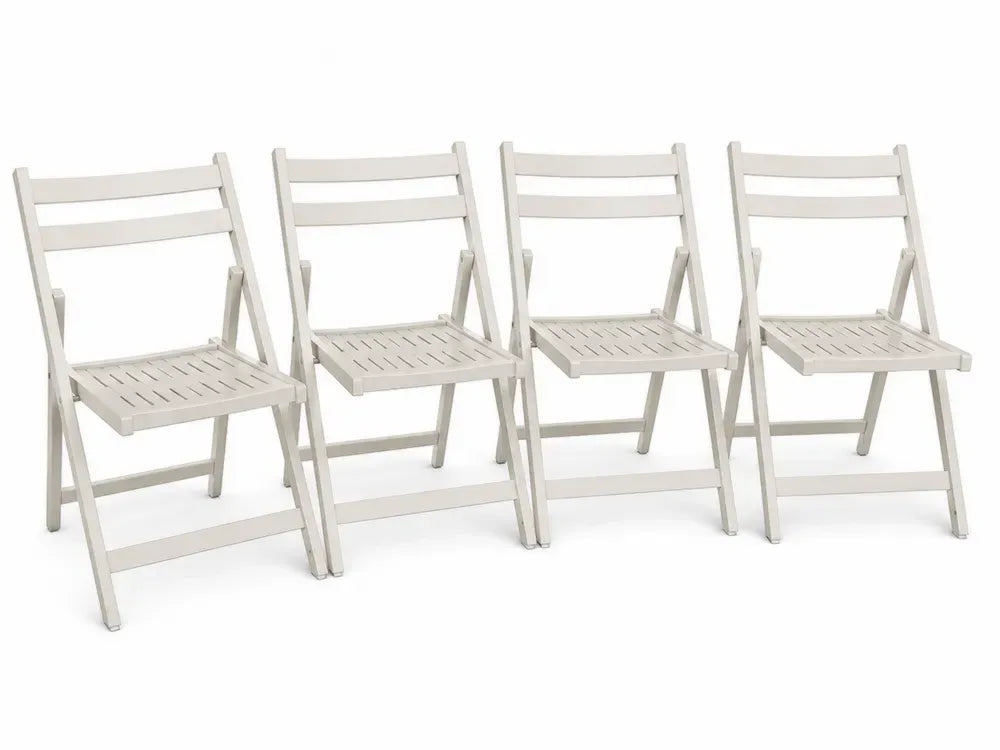 Gartenstuhl 4er Set Klappstuhl ohne Armlehnen Akazienholz Weiß mit Lattenstruktur je 46 x 55 x 86 cm