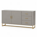 Sideboard Buffetschrank rechteckig mit 2 Türen 3 Schubladen MDF Stahl Taupe Goldfarben 150 x 40 x 80 cm