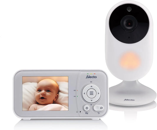 DVM2028 Babyphone, Kamera, Babyüberwachungsgerät, 2 Temperaturzonen, Weiß, Alecto, 2,8 Zoll