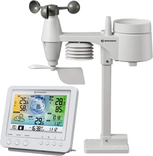 5-in-1 Wetterstation, Außensensor, Regenmesser, Funkwetterstation, WLAN, Weiß, für Temperatur, 5,7 Zoll