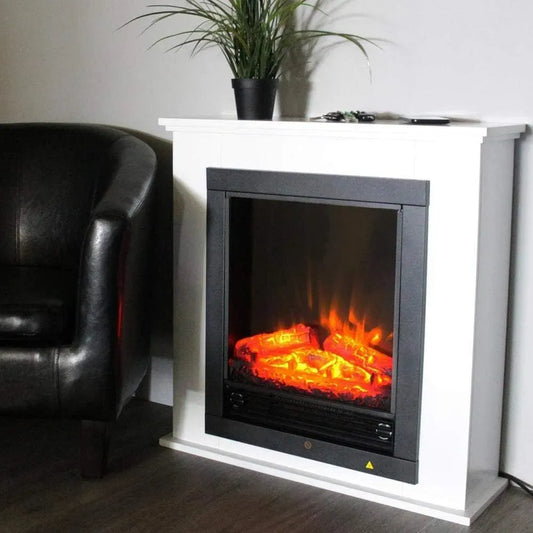 Einbau-Wandofen, Elektrokamin, elektrischer Kamin, 800 W, leise, Holz