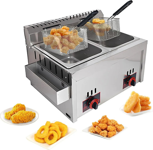 Propan-Gas-Fritteuse, gewerblich, Restaurant, Edelstahl, für die Arbeitsplatte
