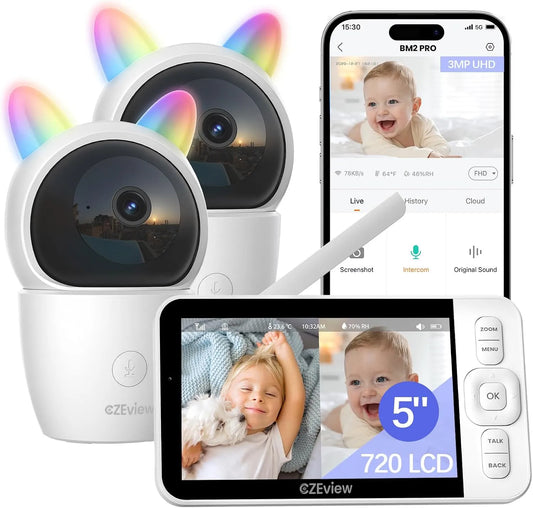 Babyphone, Babyüberwachungsgerät, WLAN, 2 Temperaturzonen