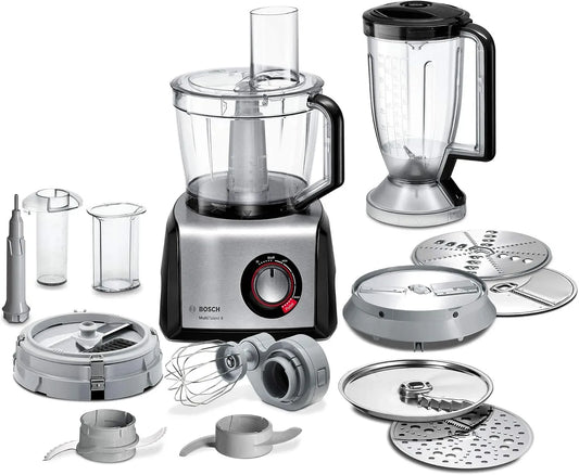 Bosch MC812M865 Küchenmaschine, 3,9 L, 1250 W, Schwarz, 45 Funktionen, XXL-Rührschüssel 3,9 L, Mixer 1,5 L